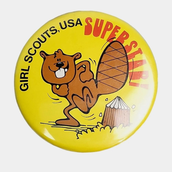 Vintage 1970's Girl Scouts USA Superstar Pinback Button - Picture 1 of 2